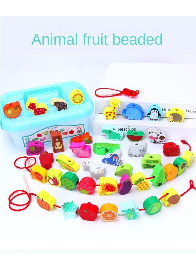 Children's Wooden Puzzle String Beaded Toy