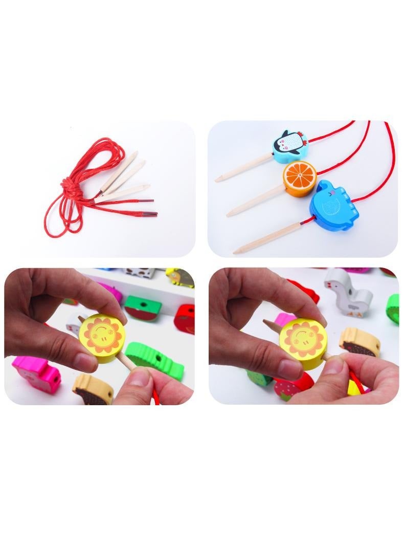 Children's Wooden Puzzle String Beaded Toy