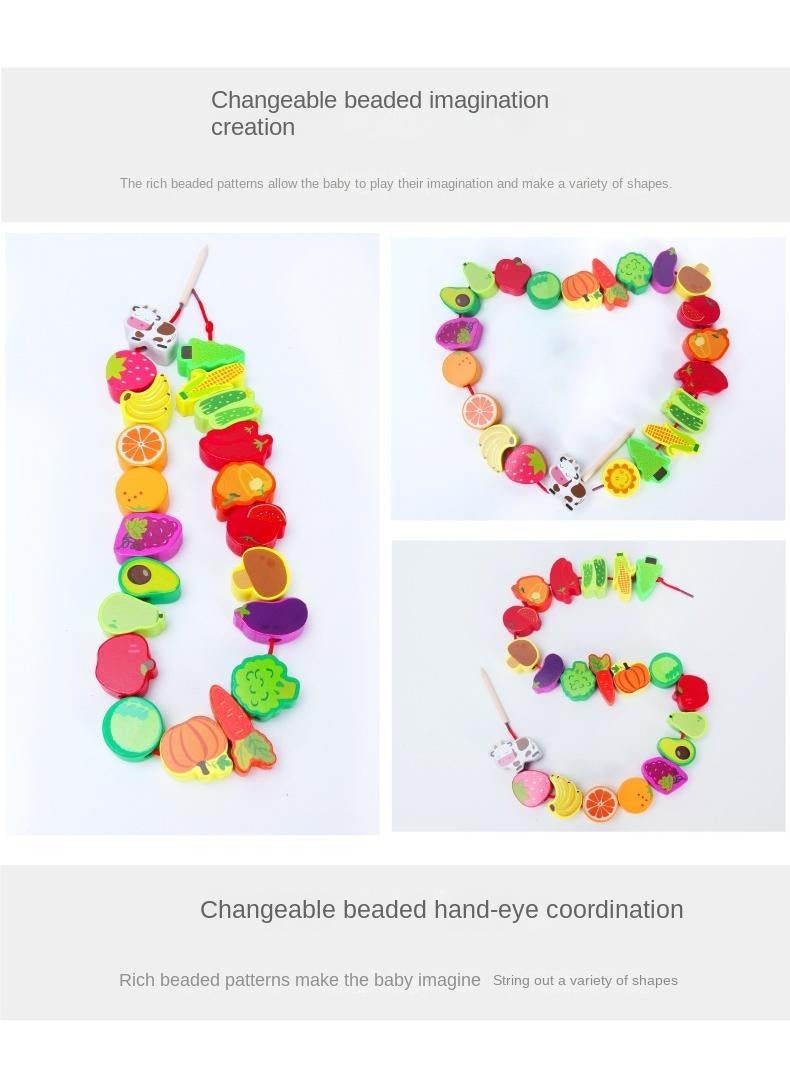 Children's Wooden Puzzle String Beaded Toy