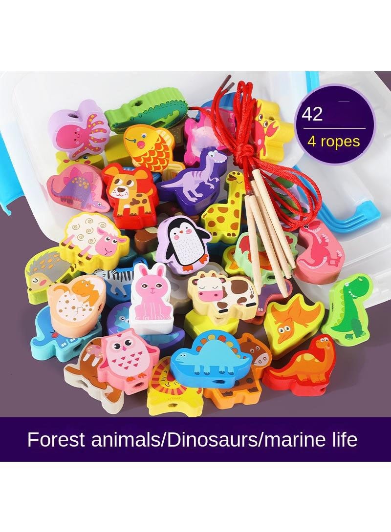Children's Wooden Puzzle String Beaded Toy