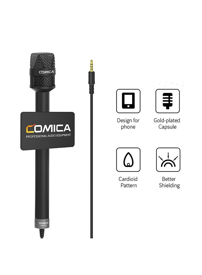 COMICA HRM-S Handheld Interview Microphone for Smartphone 3.5mm TRRS Plug Cardioid Condenser Mic