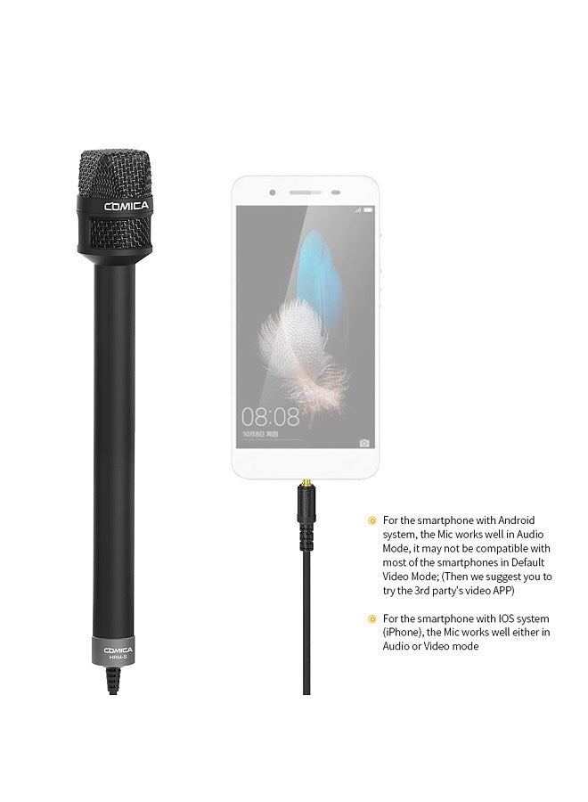 COMICA HRM-S Handheld Interview Microphone for Smartphone 3.5mm TRRS Plug Cardioid Condenser Mic