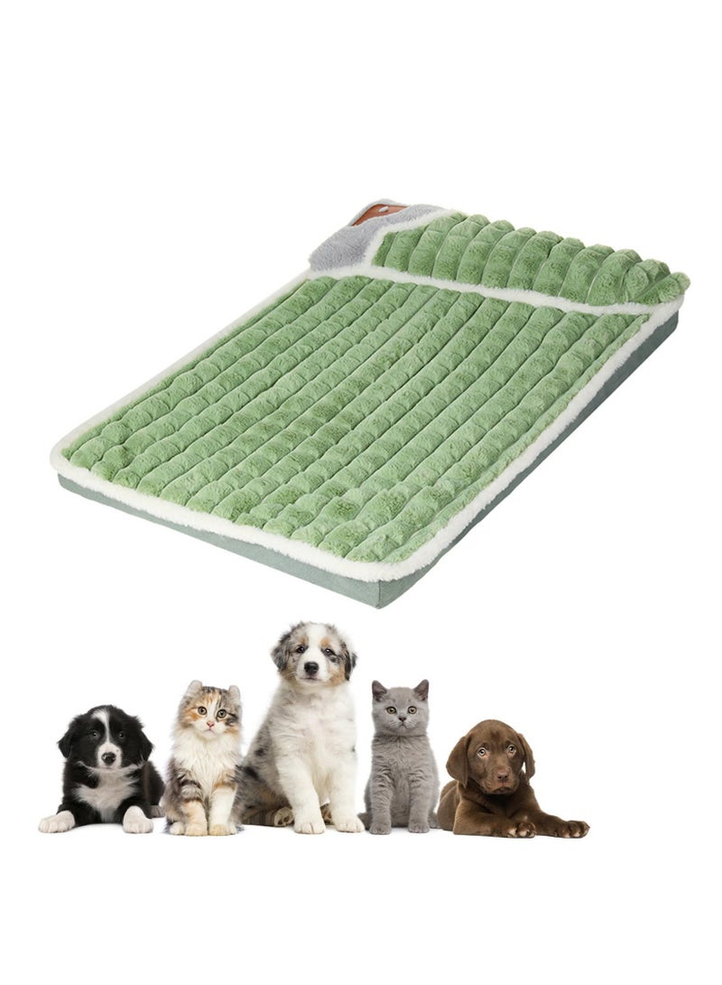 Cat Bed & Dog Crate Mat - Thermal Nap Mat - Padded and Insulated Pet Mat with Mylar Layer and Leather Handles
