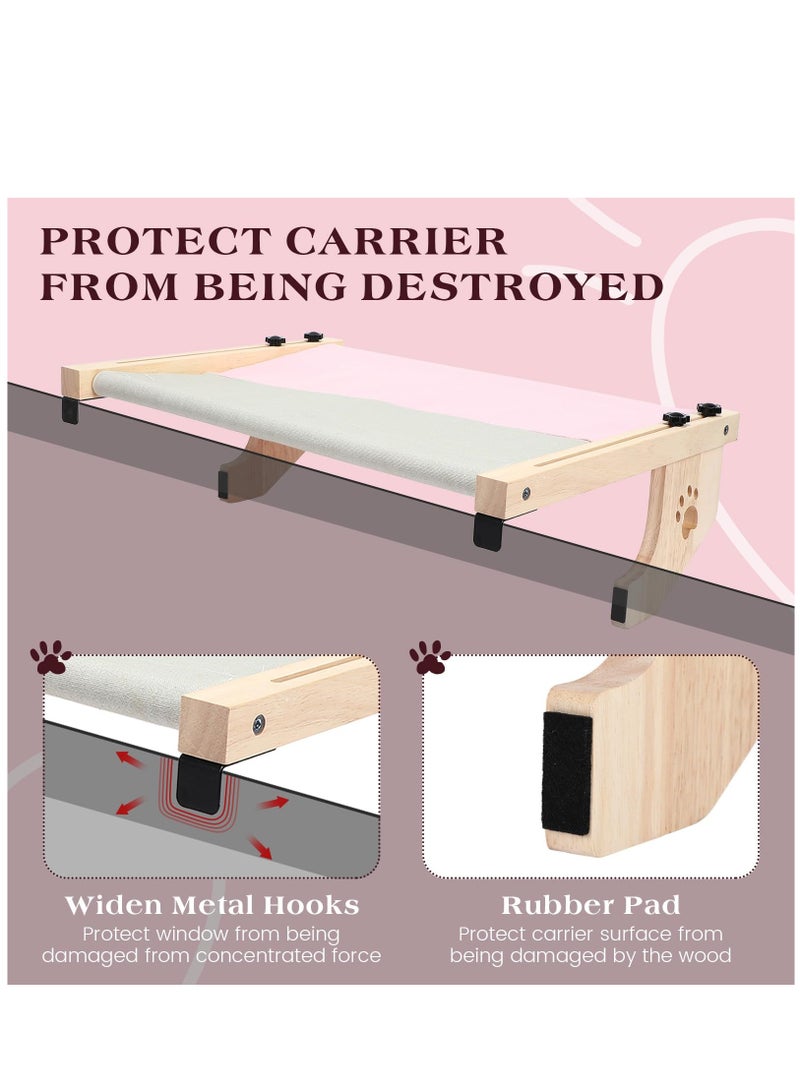Cat Window Perch Hammock with Wood & Metal Frame for Indoor Large Cats,Windowsill, Bedside, Drawer and Cabinet,Sturdy Adjustable and Assemble Cat Bed