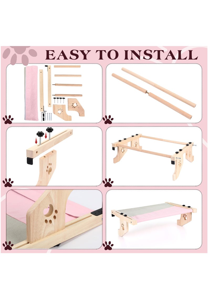 Cat Window Perch Hammock with Wood & Metal Frame for Indoor Large Cats,Windowsill, Bedside, Drawer and Cabinet,Sturdy Adjustable and Assemble Cat Bed