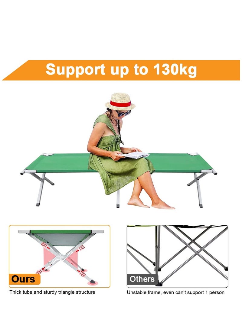 Camping Cot for Adults, Heavy-Duty Comfortable Military Army Style Portable Folding Sleeping Camp Tent Bed with Carry Bag