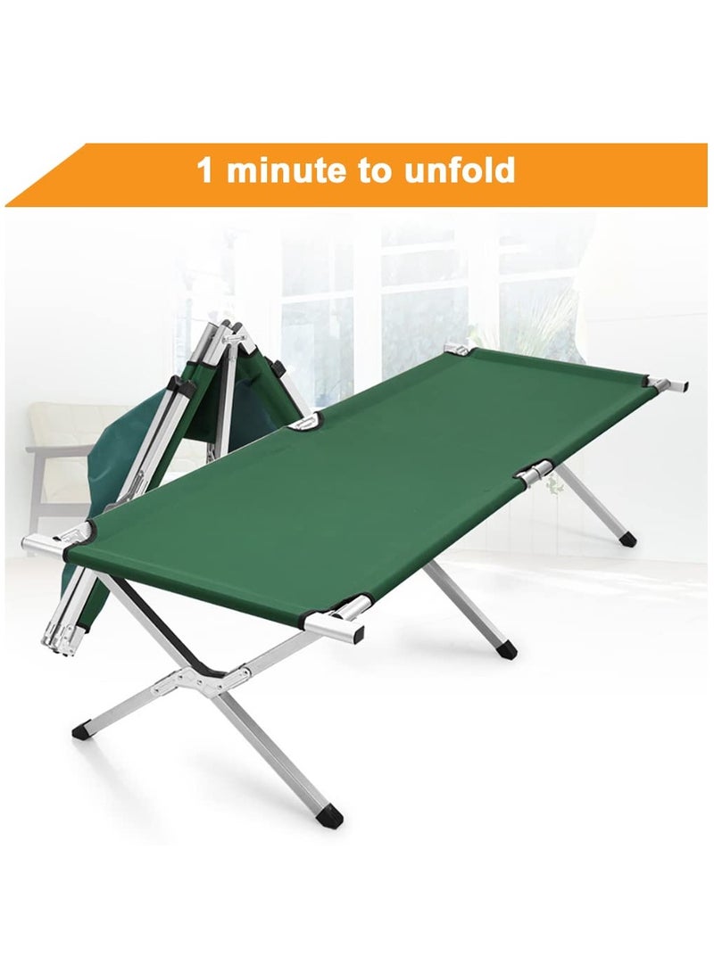 Camping Cot for Adults, Heavy-Duty Comfortable Military Army Style Portable Folding Sleeping Camp Tent Bed with Carry Bag