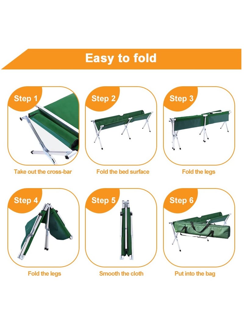 Camping Cot for Adults, Heavy-Duty Comfortable Military Army Style Portable Folding Sleeping Camp Tent Bed with Carry Bag
