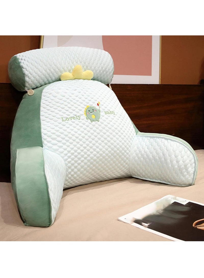 Bedside Sofa Pillow Backrest,Reading Pillow, Sitting Pillow,Shredded Memory Foam Reading Pillow with Detachable Neck Roll