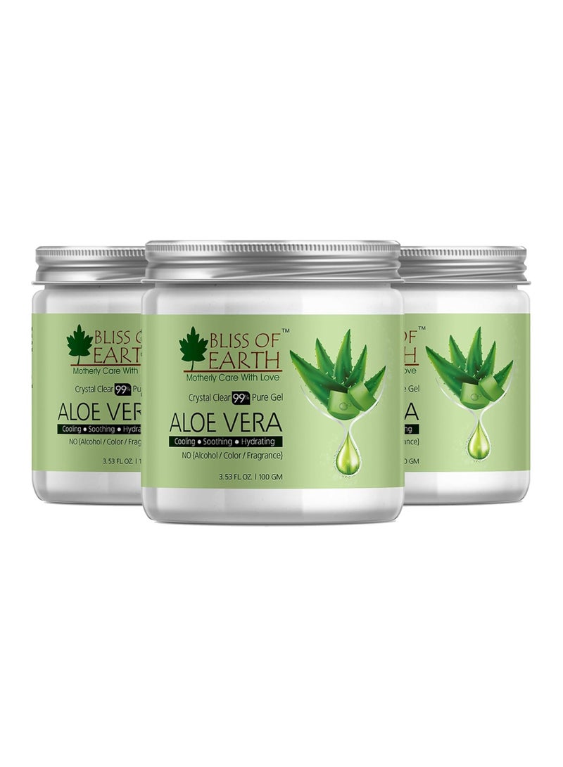 BLISS OF EARTH Crystal Clear Aloe Vera Gel 100g Pack of 3