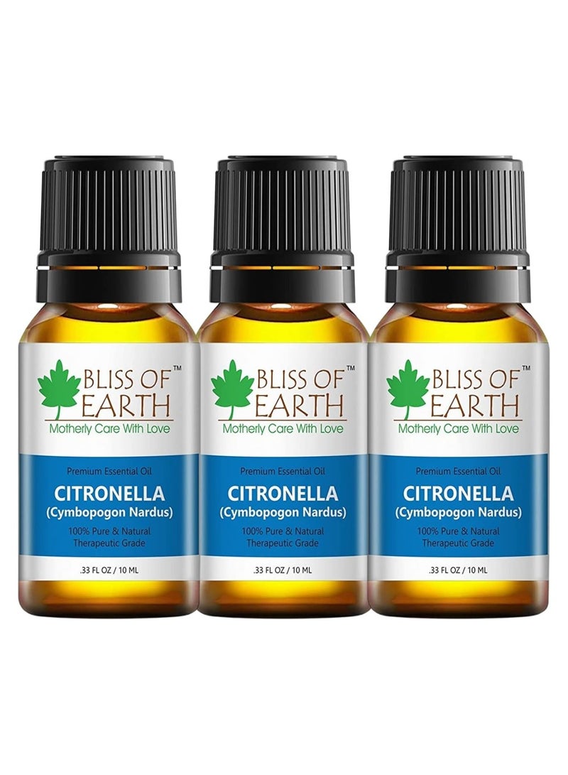 100% Pure Citronella Essential Oil, 10ml Pack of 3