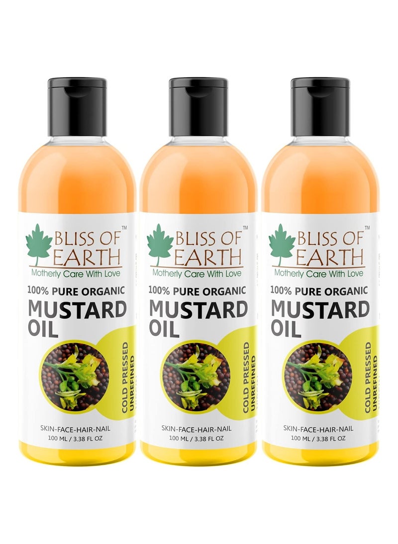 Organic Mustard Oil Great For Hair Growth & Body Massage 100ML Pack of 3