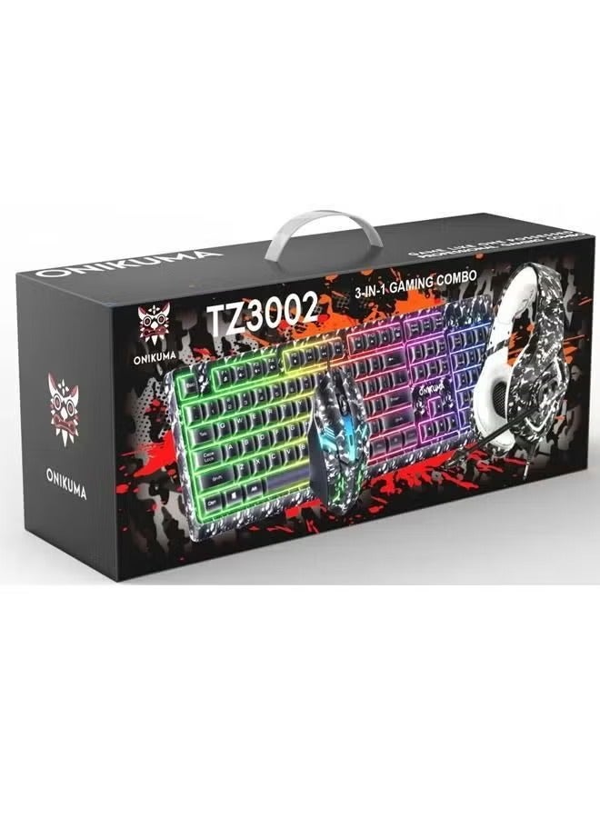 Onikuma 3 in 1 Gaming Kaeboard Wired And Mouse With Headphone
