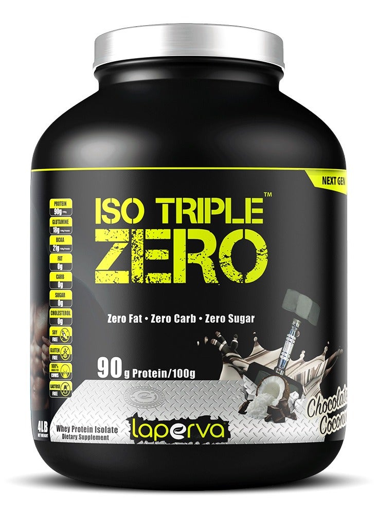 Iso Triple Zero Isolate Whey Protein Next Generation, Zero Sugar, Zero Carb and Zero Fat,  Flavor, Chocolate coconut, 4 Lb