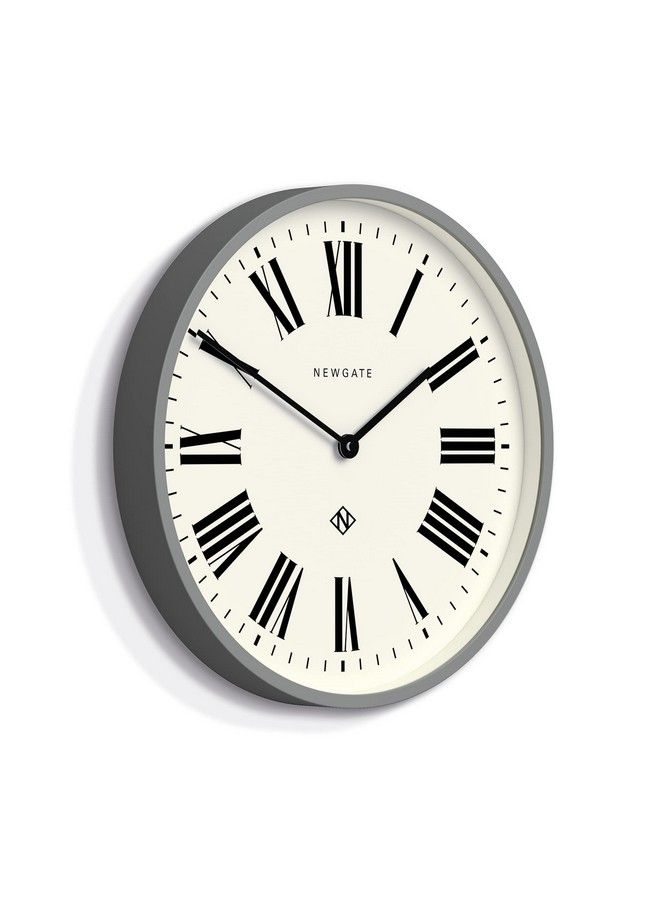 Number Three Italian Wall Clock Round Clock Kitchen Clock Clocks For Living Room Office Clock Contemporary Case Roman Numeral Dial Station Clock (Posh Gray)