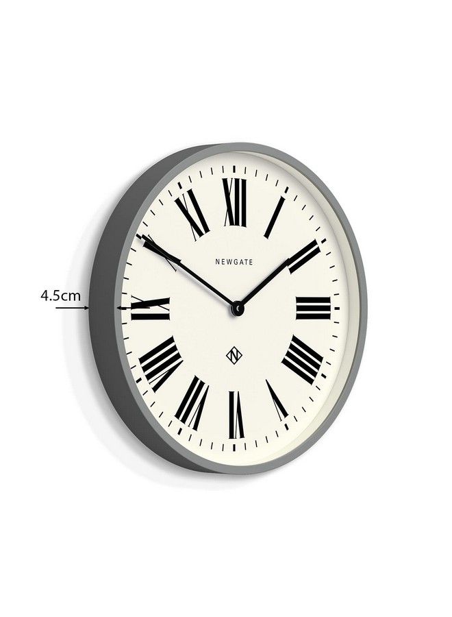 Number Three Italian Wall Clock Round Clock Kitchen Clock Clocks For Living Room Office Clock Contemporary Case Roman Numeral Dial Station Clock (Posh Gray)