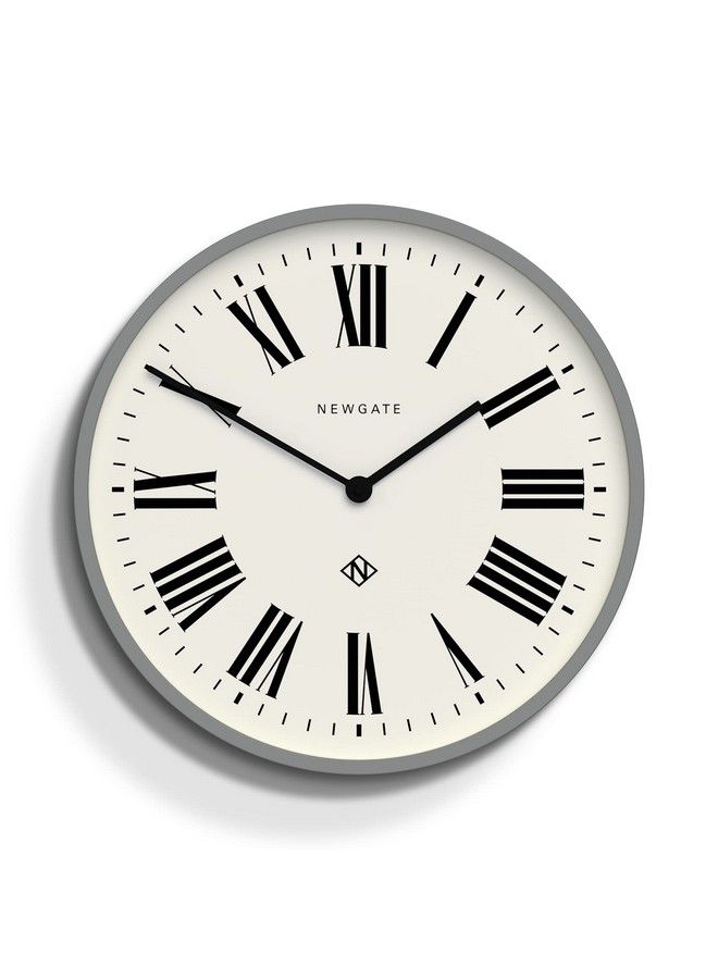 Number Three Italian Wall Clock Round Clock Kitchen Clock Clocks For Living Room Office Clock Contemporary Case Roman Numeral Dial Station Clock (Posh Gray)