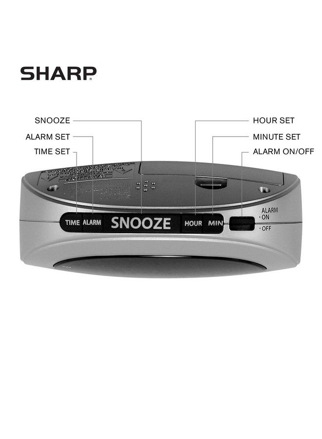 Small Digital Alarm Clock With Snooze And Battery Backup Easy To Use Top Button Controls For Simple Use Silver Case With Red Easy To Read Led Display