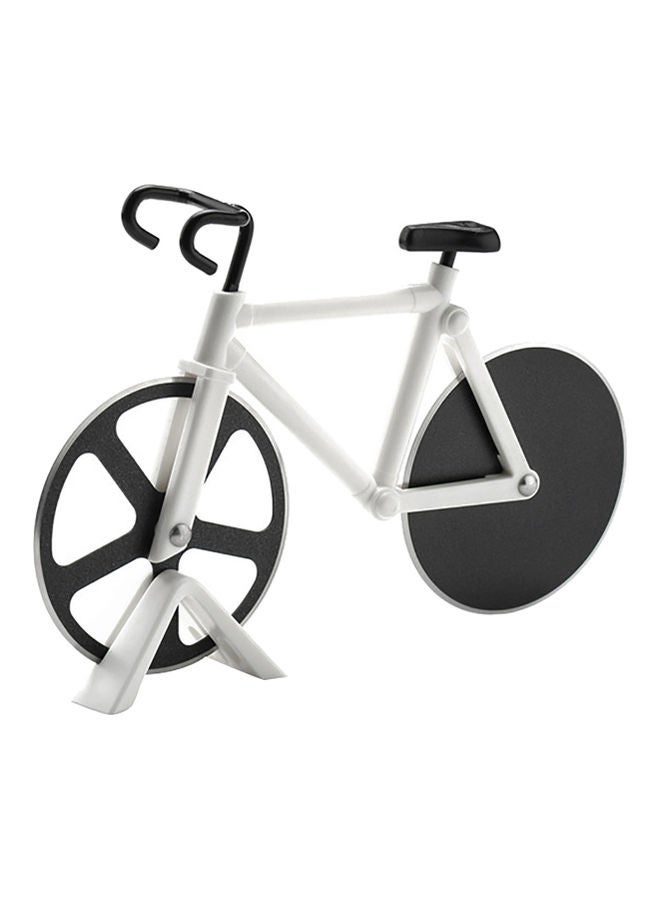 Novelty Bicycle Shape Pizza Cutter Dual-Wheel Slicer White 19x12x3cm