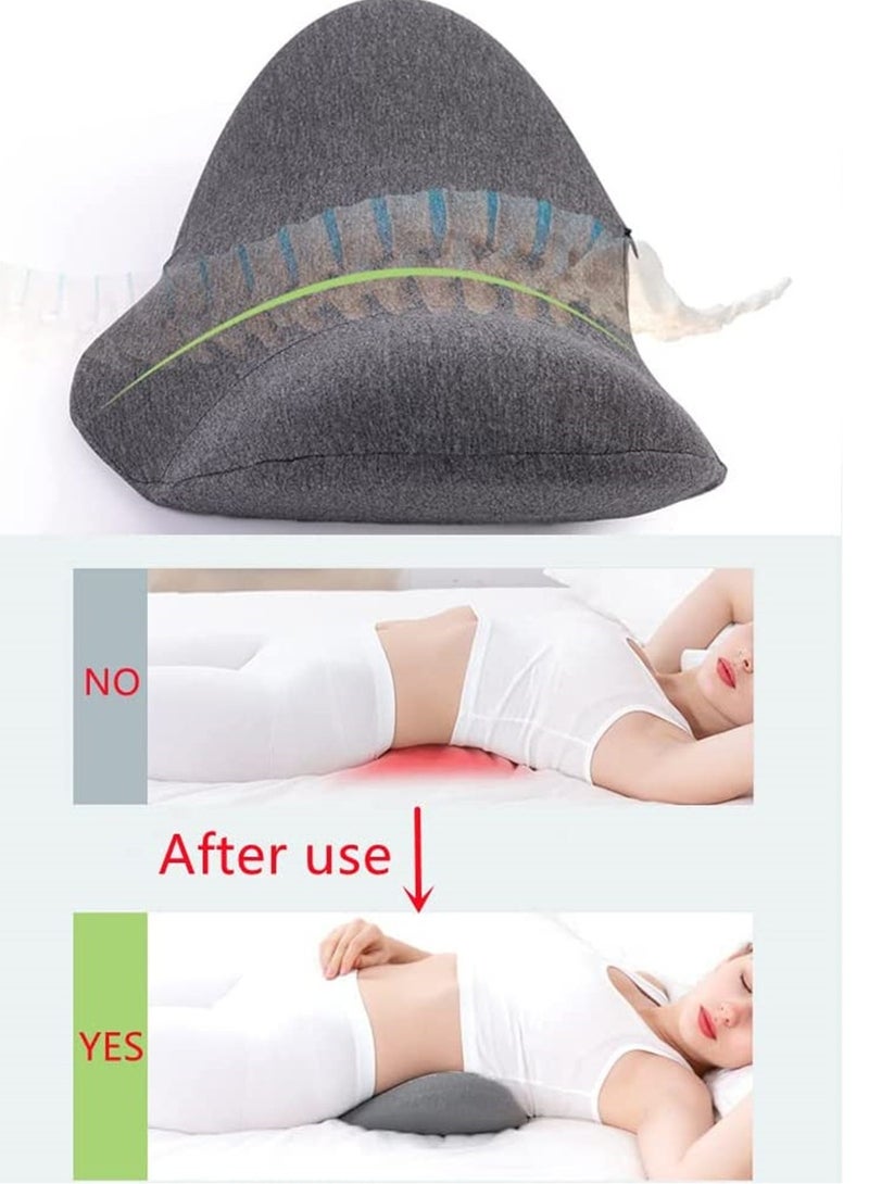 Lumbar Support Pillow, Sleeping Waist Pillow Memory, Foam Pregnancy Wedge Cushion Lower Back Support Sleeping Pillow, for Waist Back Pain Spine