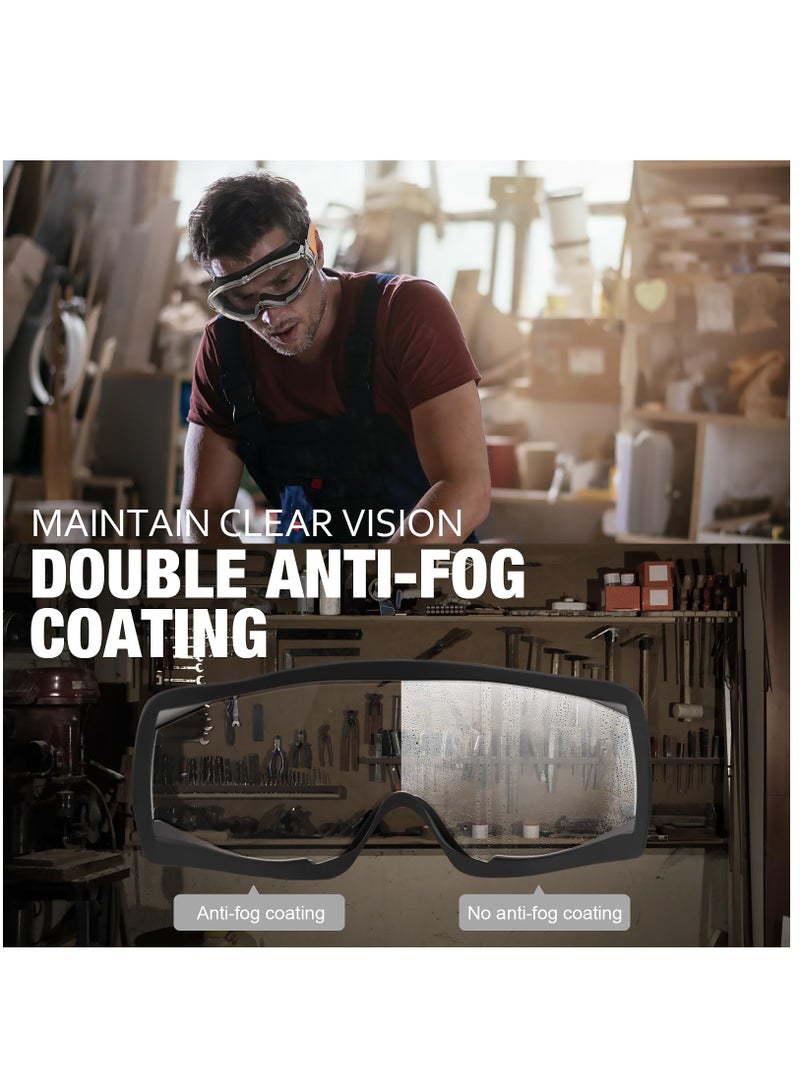 Safety Goggles for Men and Women, Anti Fog Scratch Resistant Clear Lens, Fit over Glasses, Industrial Grade Safety Glasses for Labs, Home, Work, Woodworking