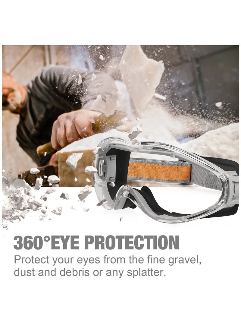 Safety Goggles for Men and Women, Anti Fog Scratch Resistant Clear Lens, Fit over Glasses, Industrial Grade Safety Glasses for Labs, Home, Work, Woodworking