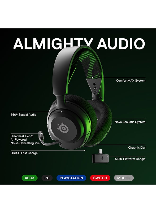 Arctis Nova 4X Wireless Multi-Platform Gaming Headset — 360° Spatial Audio — 2.4GHz High-Speed Wireless — 36 Hr Battery — USB-C — ClearCast Gen 2 Mic — Xbox Series X|S, PC, PS5, Switch