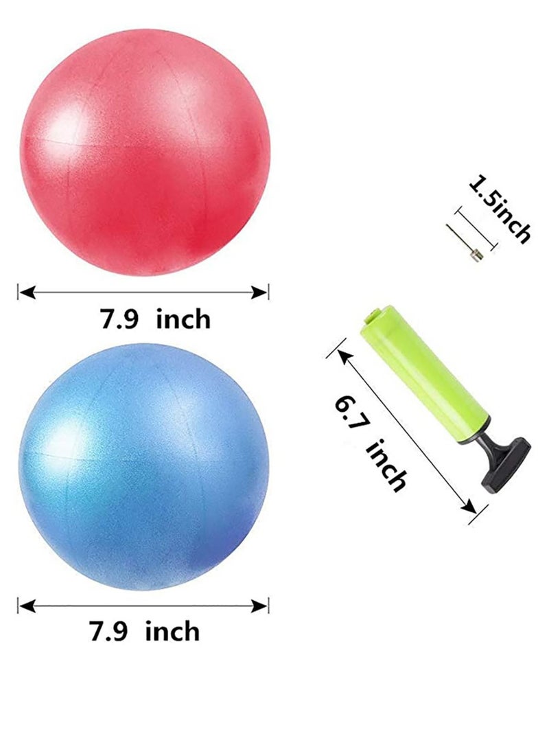 Mini Exercise Ball, Yoga Ball Massage Ball Blue + Red Diameter 25 CM for Yoga, Stability, Barre, Physical Therapy, Stretching and Core Training, Improves Balance, Strength
