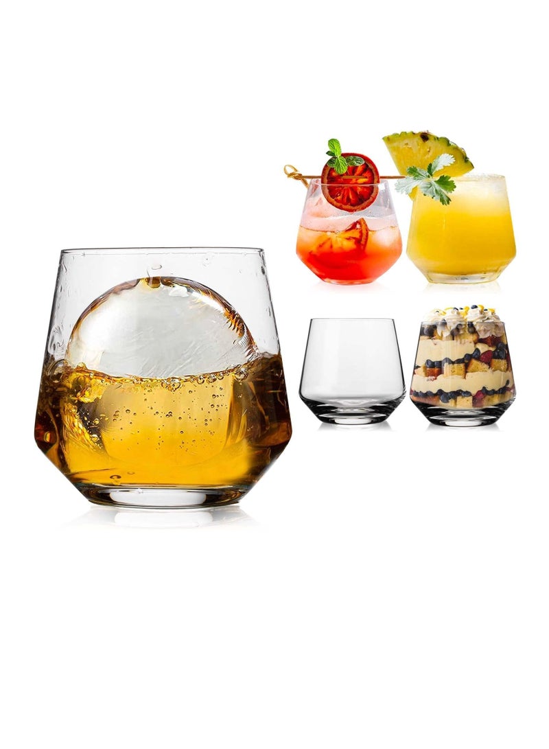 Premium Glasses - Set Of 4 - 400 Ml Scotch Glasses - Old Fashioned Non-Lead Crystal Glass - Gift- Box Idea For Scotch Lovers/Style Glassware For Bourbon/Rum Glasses