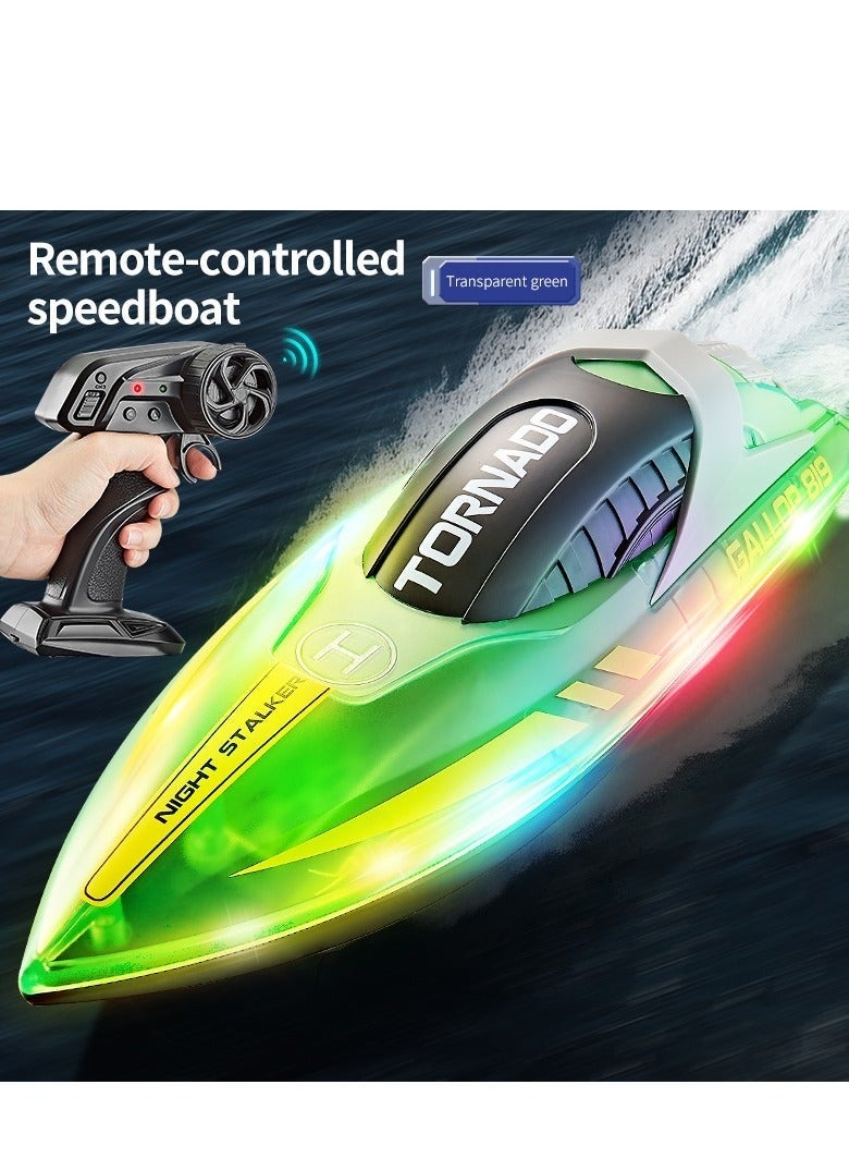 HJ819 RC Boat for Kids 8-16, 15+ MPH Fast Remote Control Boat with LED Lights, 2.4G RC Electric Boats Pool and Lakes Toys for Adults