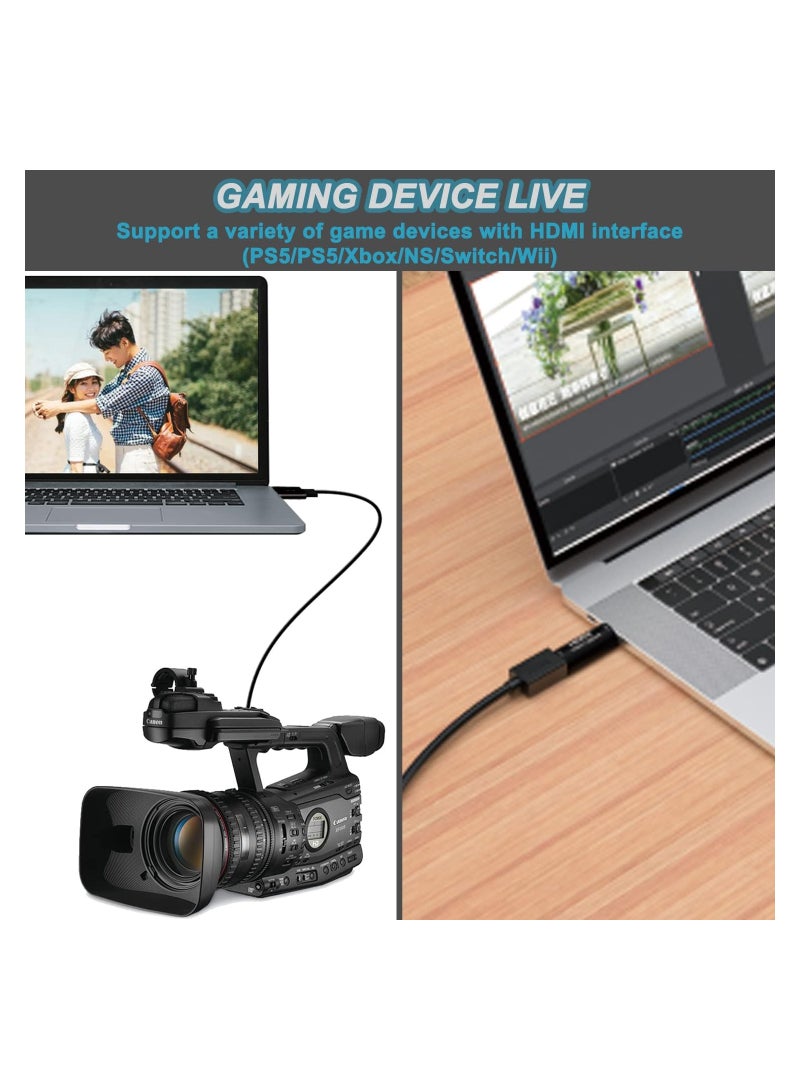 4K HDMI to USB 3.0 Capture Card Video Capture Card Device 1080P 60FPS Cam Link Card Game Capture Card Adapter Screen Record Capture Device for Streaming Gaming Video Conference