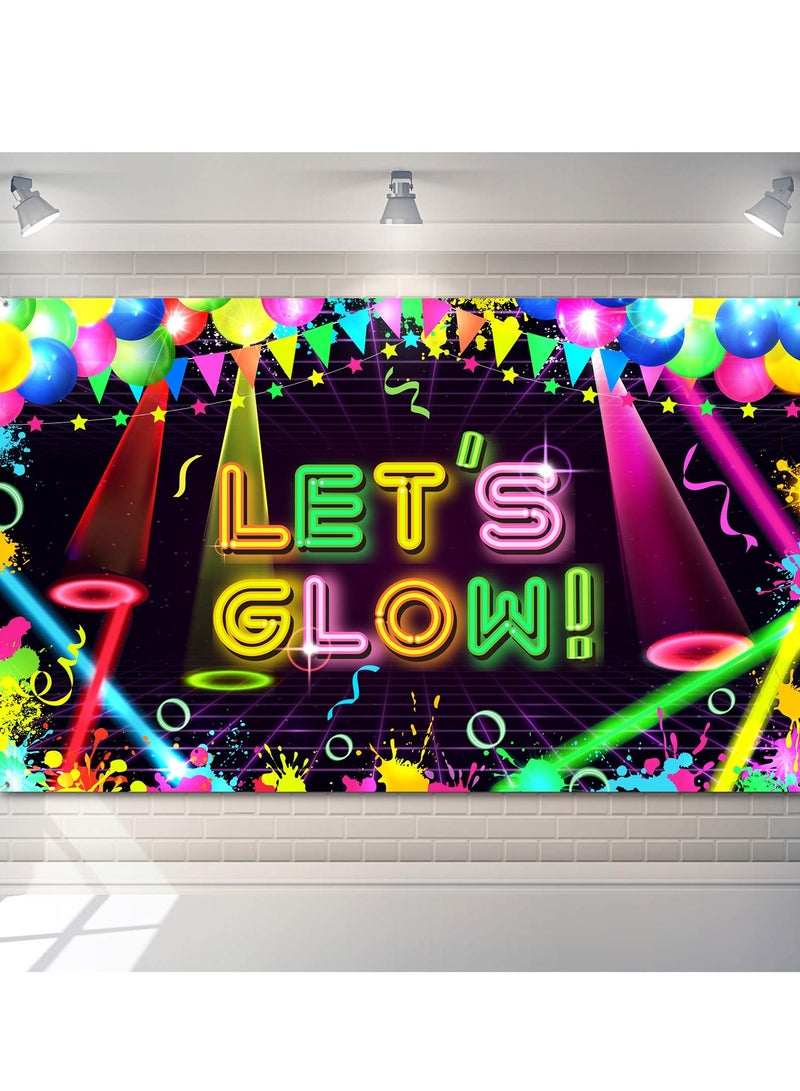 Disco Party Decorations Supplies, Neon Glow Party Backdrop Fabric, Birthday Party Backdrop, Neon Birthday Party Decorations for Neon Themed Party Birthday Party, 5.9 x 3.6 Ft