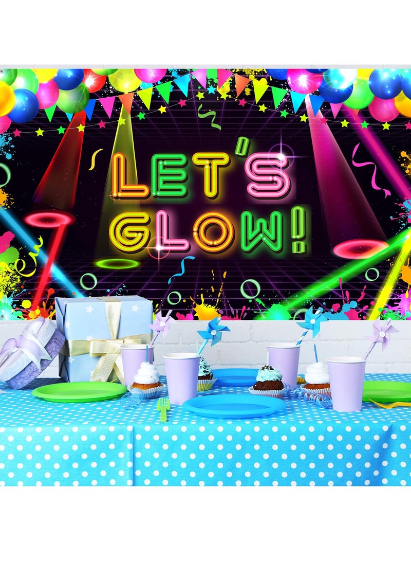 Disco Party Decorations Supplies, Neon Glow Party Backdrop Fabric, Birthday Party Backdrop, Neon Birthday Party Decorations for Neon Themed Party Birthday Party, 5.9 x 3.6 Ft