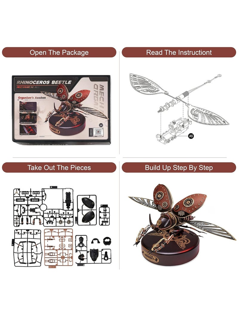 ROKR Rhinoceros Beetle Model DIY 3D Puzzle MI01, Assembly Brain Teaser 3D Wooden Puzzle DIY Build Model Crafts Kits, Unique Gifts and Home Decor for Teens or Adults