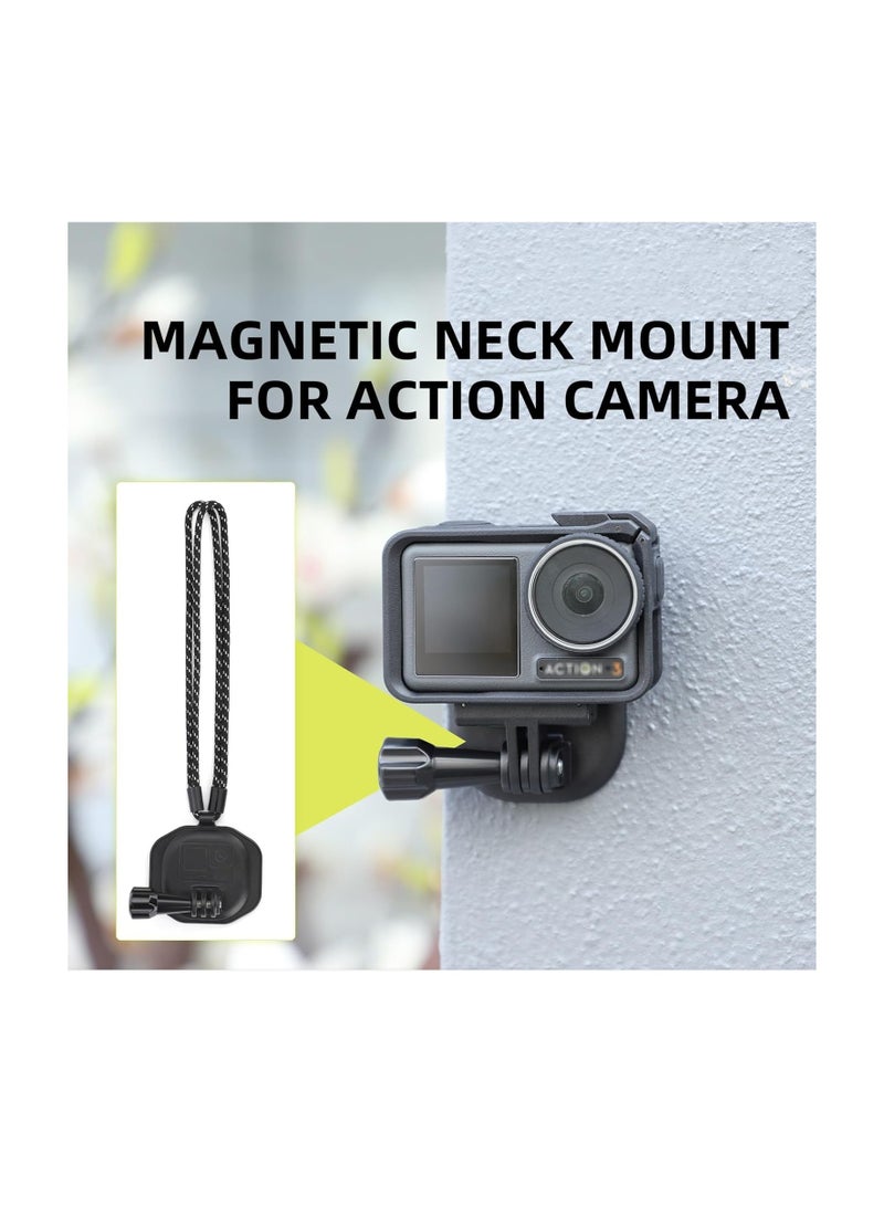 Action Camera Mount, Magnetic Neck Bracket for Action Camera, Quick-Release Camera Support, Compatible For Dji Osmo Action 4 3 2 Dji Pocket 2 1 Gopro Max Hero 11 10 9 8 Insta360 One Rs Insta360 X3 X2