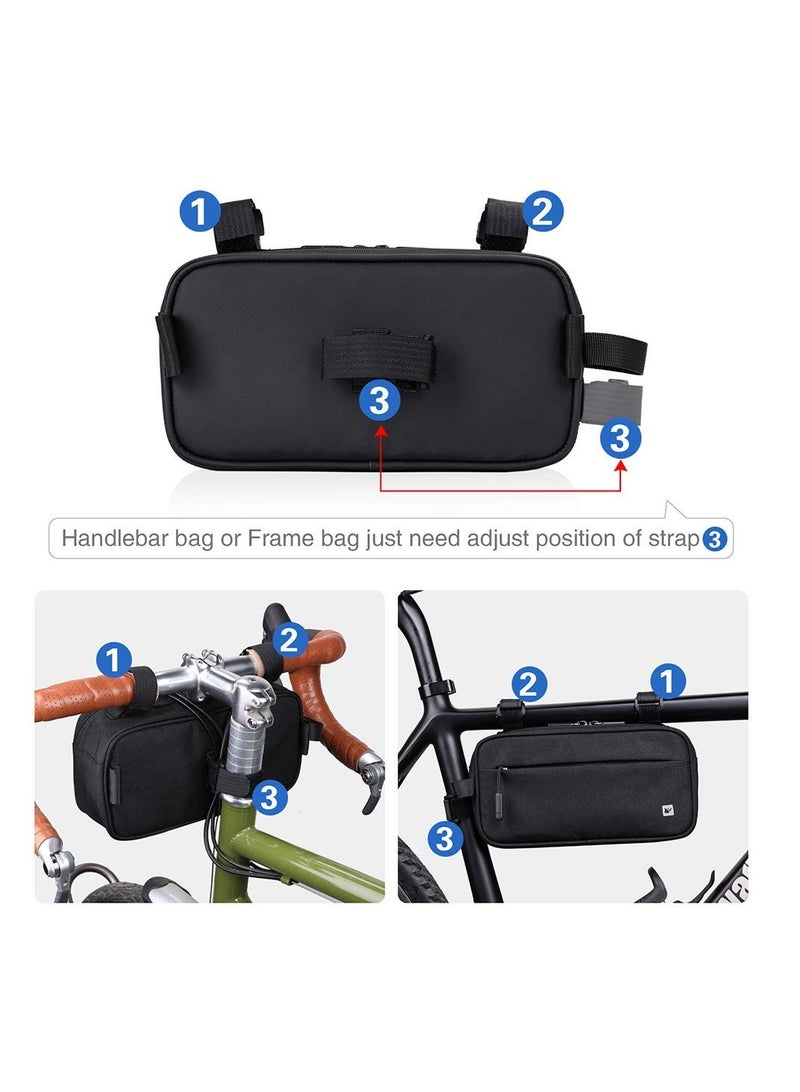 Bike Handlebar Bag, Multifunctional Waterproof Mountain Crossbar Front Bag Road Basket Bicycle Frame Waist Shoulder Professional Cycling Accessories