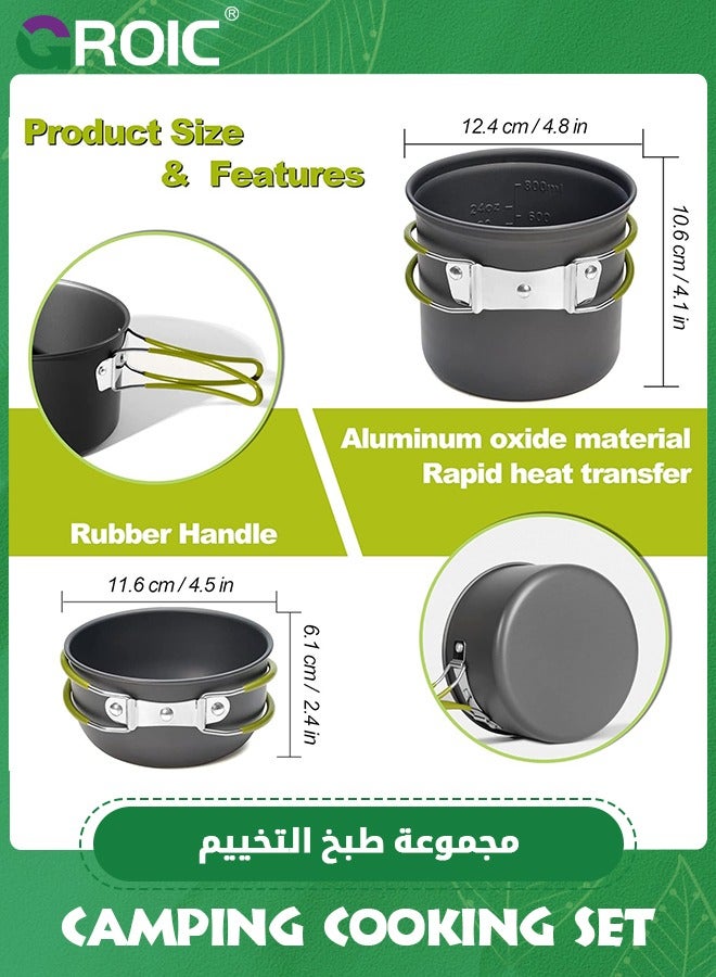 12 In 1 Camping Cooking Set Cookware Mess Kit with Storage Bag Pot Pan and Teapot Set Camping Accessories for Outdoor Camping Hiking Picnic Portable and Lightweight Aluminum Alloy