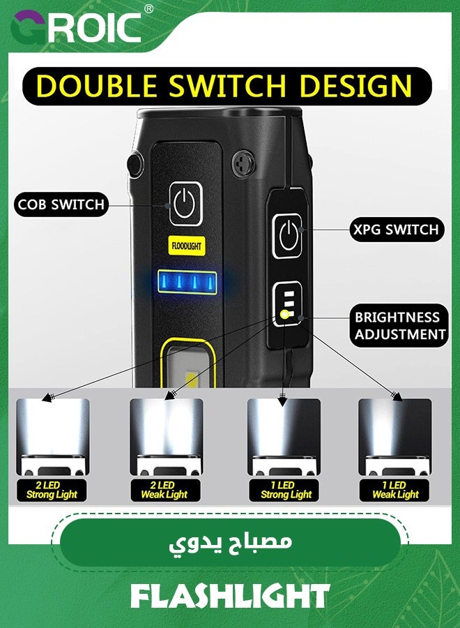 Small Rechargeable Flashlights Powerful - Real 250 Lumens 800mAh Mini Flashlights with 7 Light Modes, Type-C Fast Charging with Power Bank Function, Flashlights for Emergencies, Camping, Hiking