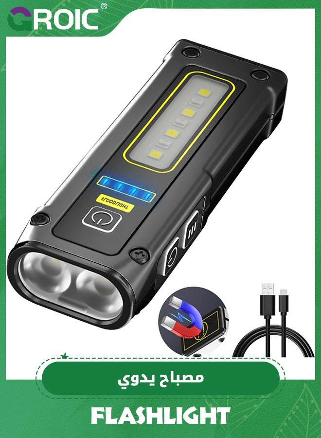 Small Rechargeable Flashlights Powerful - Real 250 Lumens 800mAh Mini Flashlights with 7 Light Modes, Type-C Fast Charging with Power Bank Function, Flashlights for Emergencies, Camping, Hiking