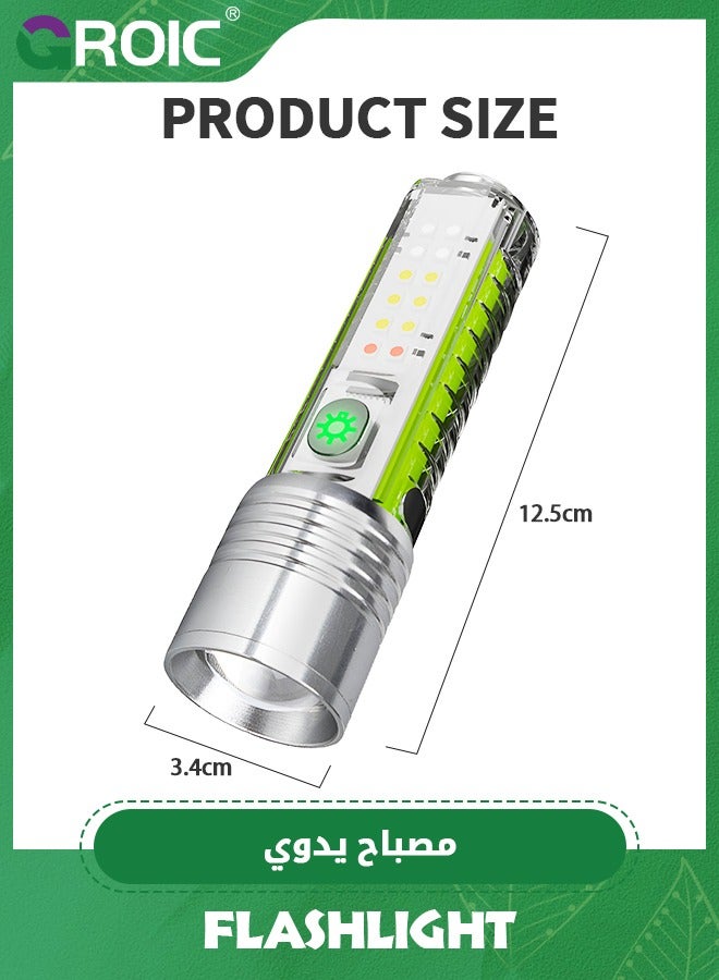 Zoomable Small Flashlight Powerful - 1500mAh 3000 Lumens Rechargeable Flashlights with 8 Light Modes, Waterproof Magnetic Handheld Flashlights for Emergencies, Camping, Hiking