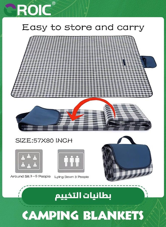 80''x60'' Beach Blanket, Picnic Blankets Waterproof Foldable, Large Picnic Blanket Beach Blankets, Picnic Mat Waterproof Cute Gingham Portable Compact Beach Blanket Lightweight Picnic Blankets