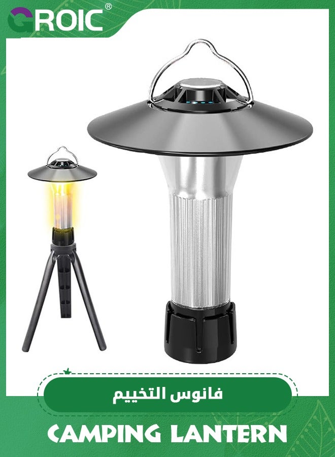 Rechargeable Camping Lantern with USB, Bright Flashlight, Portable Waterproof Table Lamp, 3 Modes Tent Camping Light, LED Emergency Light for Hurricane, Night Fishing and Hiking