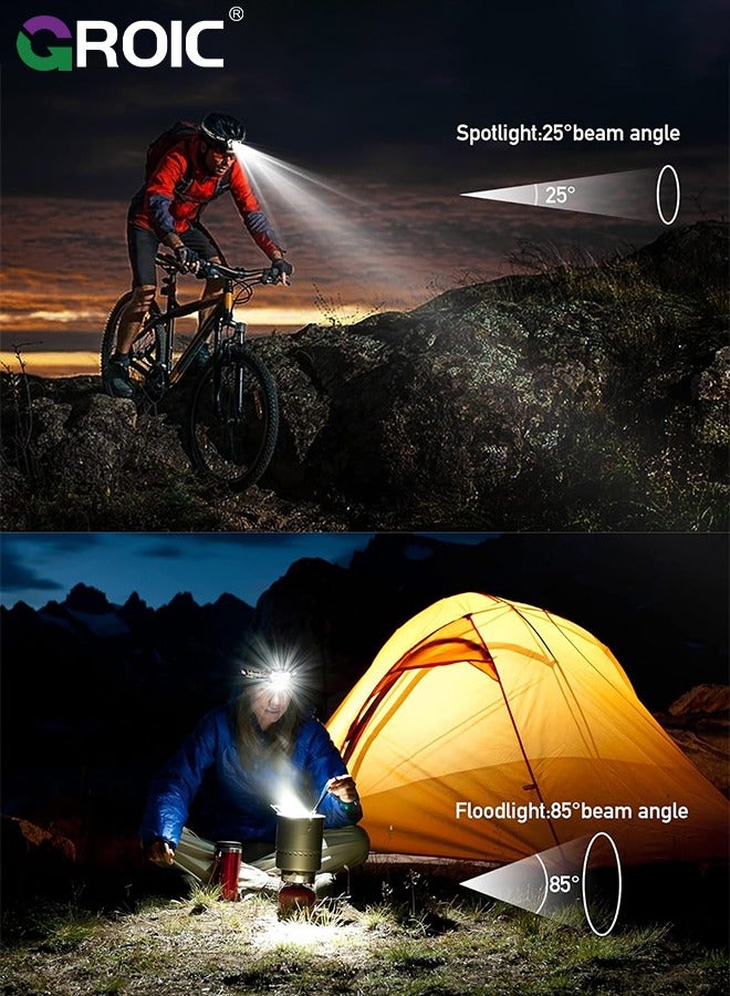 2 Pack 9 LED Headlamp 2000 Lumens, Super Bright Head Lamp with 6 Modes, Lightweight and Adjustable, IPX5 Waterproof Headlight for Camping, Outdoor, Running(Batteries Power)