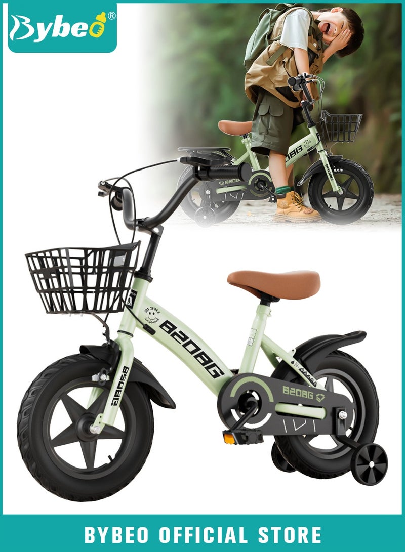 Kids Bike, Toddler Balance Bike with 16-inch Wheels, Training Bicycles, Kids' Road Bicycles with Training Wheels, Hand Brake and Basket,  for Ages 4 to 10 Years Boys Girls