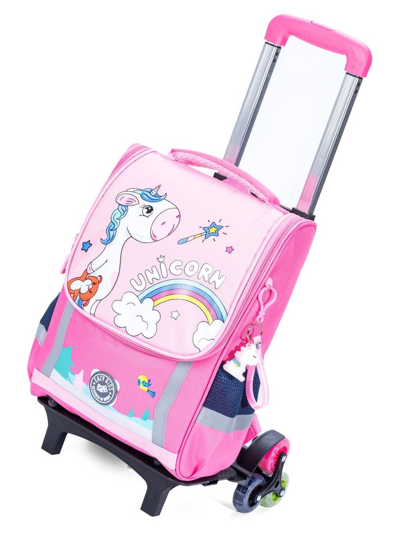 Eazy Kids School Bag Unicorn wt Trolley - Princess Pink