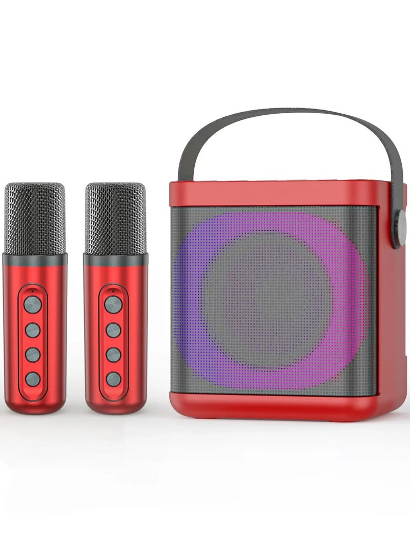 RGB LED Wireless Portable Karaoke Bluetooth Speaker with 2 Wireless Microphones