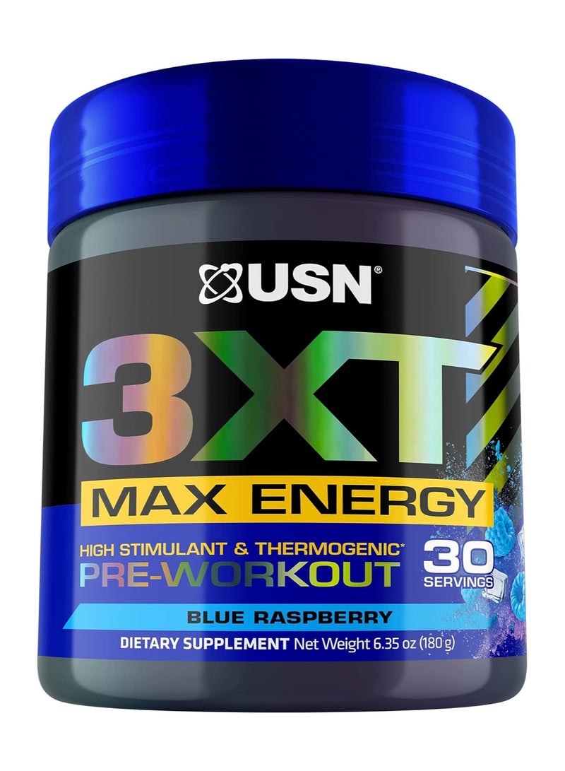 USN 3XT High Stimulant Pre-Workout, Blue Raspberry Flavor 180g