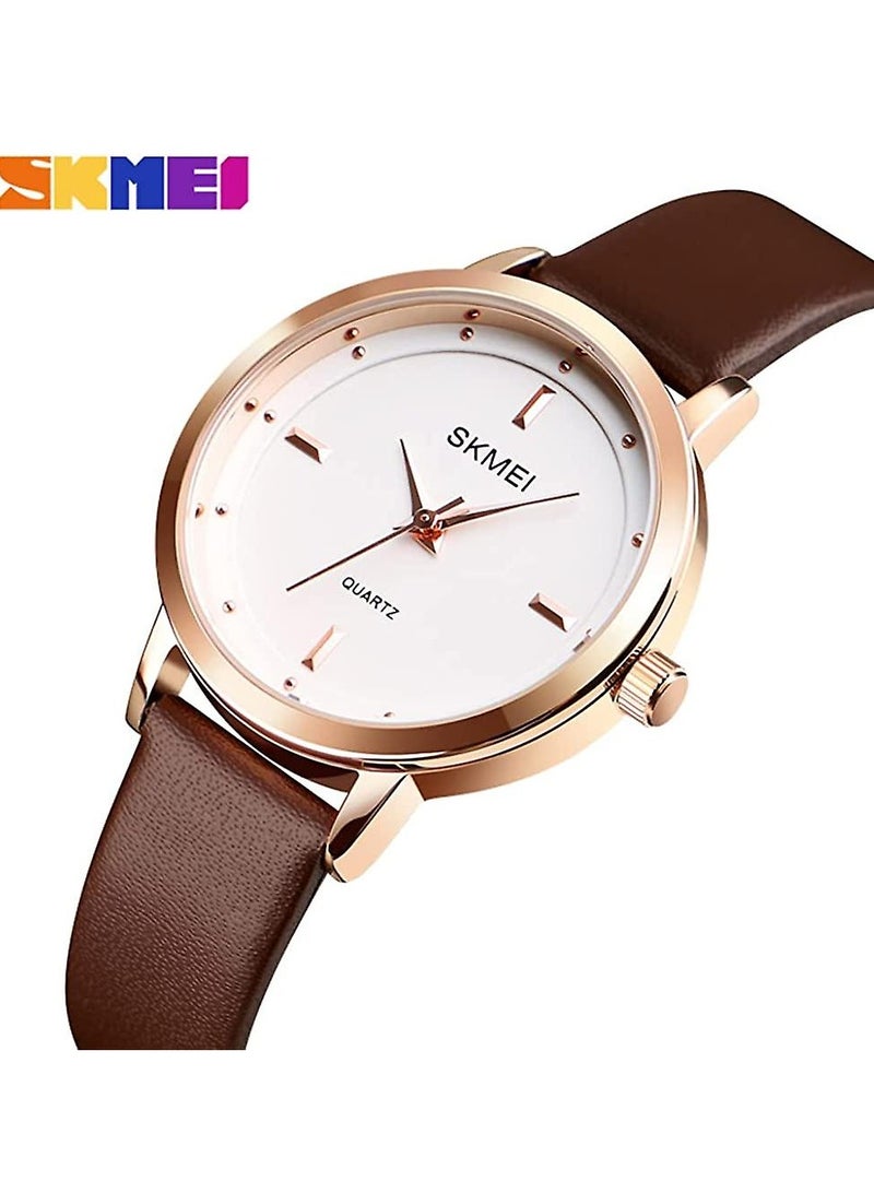 Women's Watches, Women Waterproof Watch for Female Light Leather Band Ladies Wrist Watch Ultra-Thin Minimalist Fashion Casual Quartz Analog Young Girls