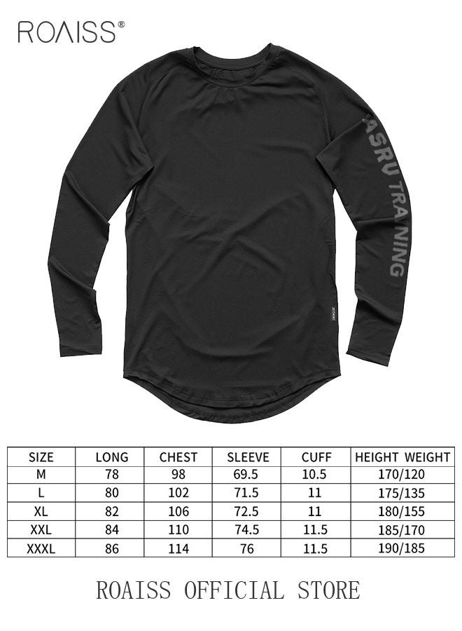 2 Pack Men's Letter Printing Quick-dry Fitness Exercise Leisure Long Sleeve T-shirt Gym Running Training Stretch Tights