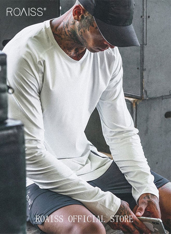 2 Pack Men's Letter Printing Quick-dry Fitness Exercise Leisure Long Sleeve T-shirt Gym Running Training Stretch Tights
